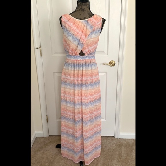 Love 21 Multi Colored Pastel Maxi Dress, Size M - Picture 1 of 5